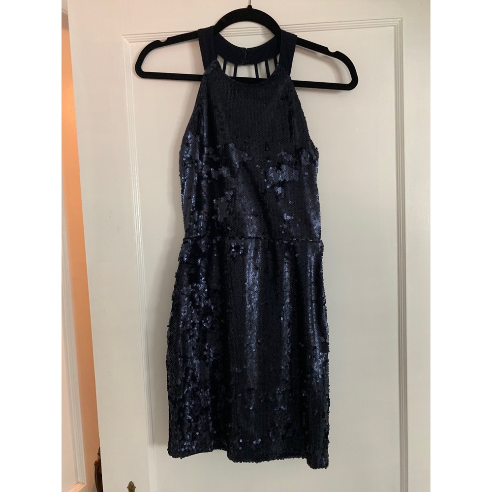 Navy Sequin Holiday Dress - Lulus- Small